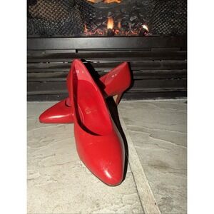 Joyce Women's Red Heels Size 4 m Made In The USA Leather Slip On Pumps B45